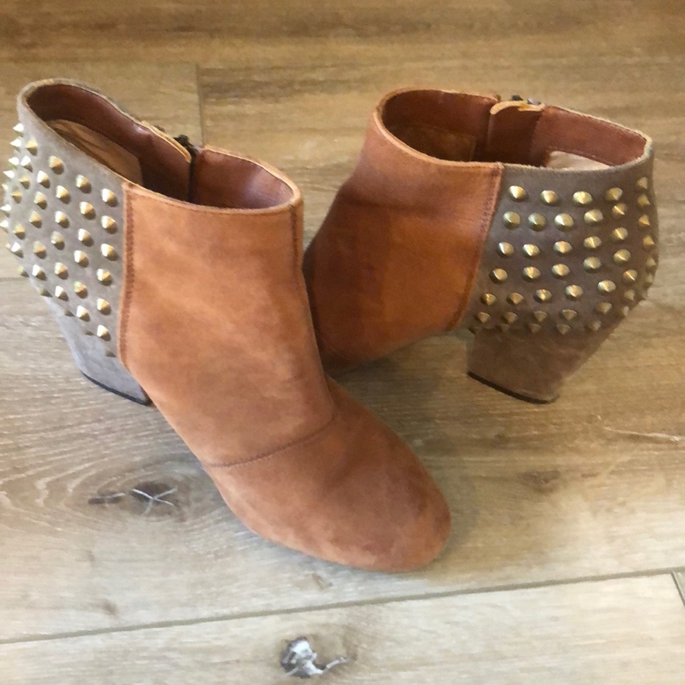 Jessica Simpson gold studded suede leather booties